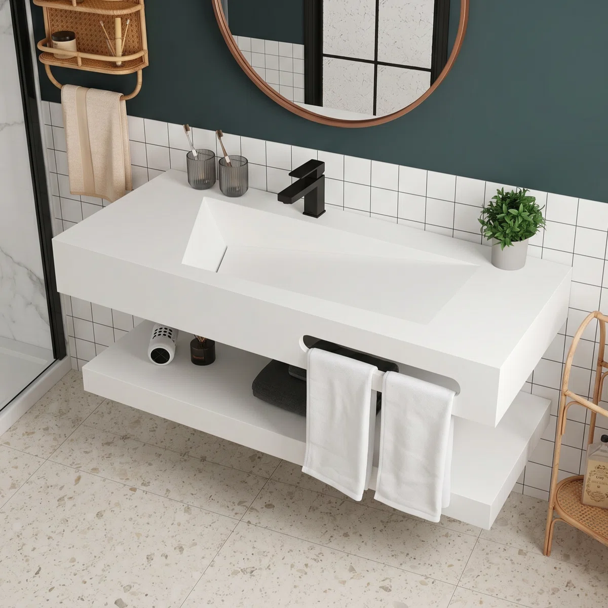 Vanity flotante blanco